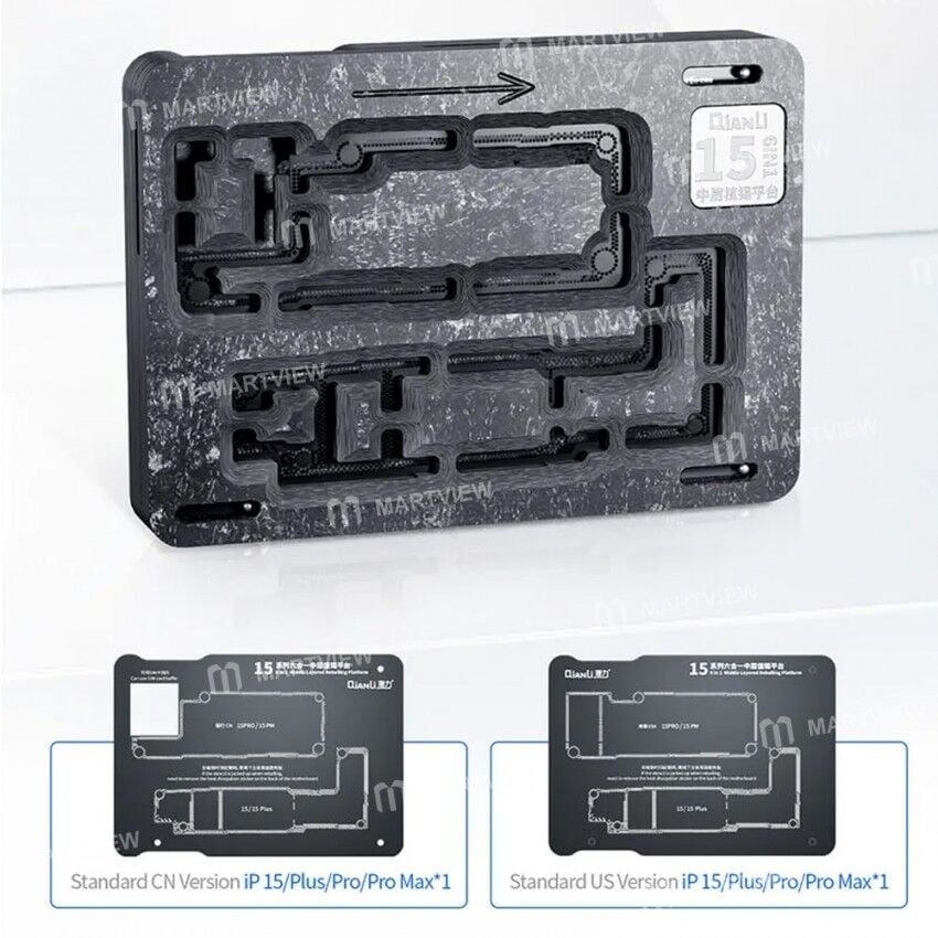 Qianli iPhone 15 Serisi 6-in-1 Ekran Birleştirme Kalıbı – 15 / 15 Plus / 15 Pro / 15 Pro Max Uyumlu Profesyonel Laminasyon Aparatı