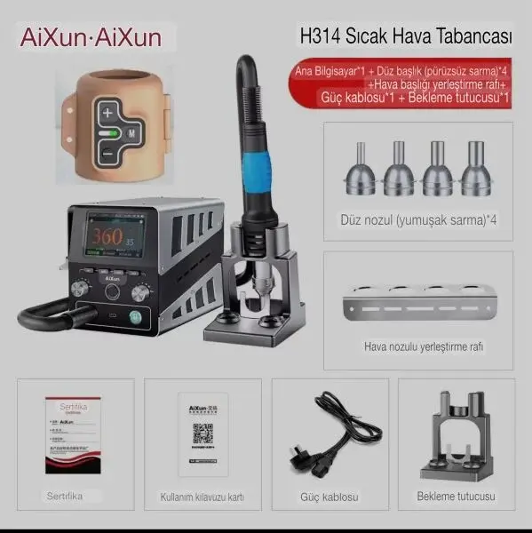 Aixun AX-H314 1400W Akıllı Sıcak Hava Tamir İstasyonu – Profesyonel BGA ve SMD Rework Makinesi