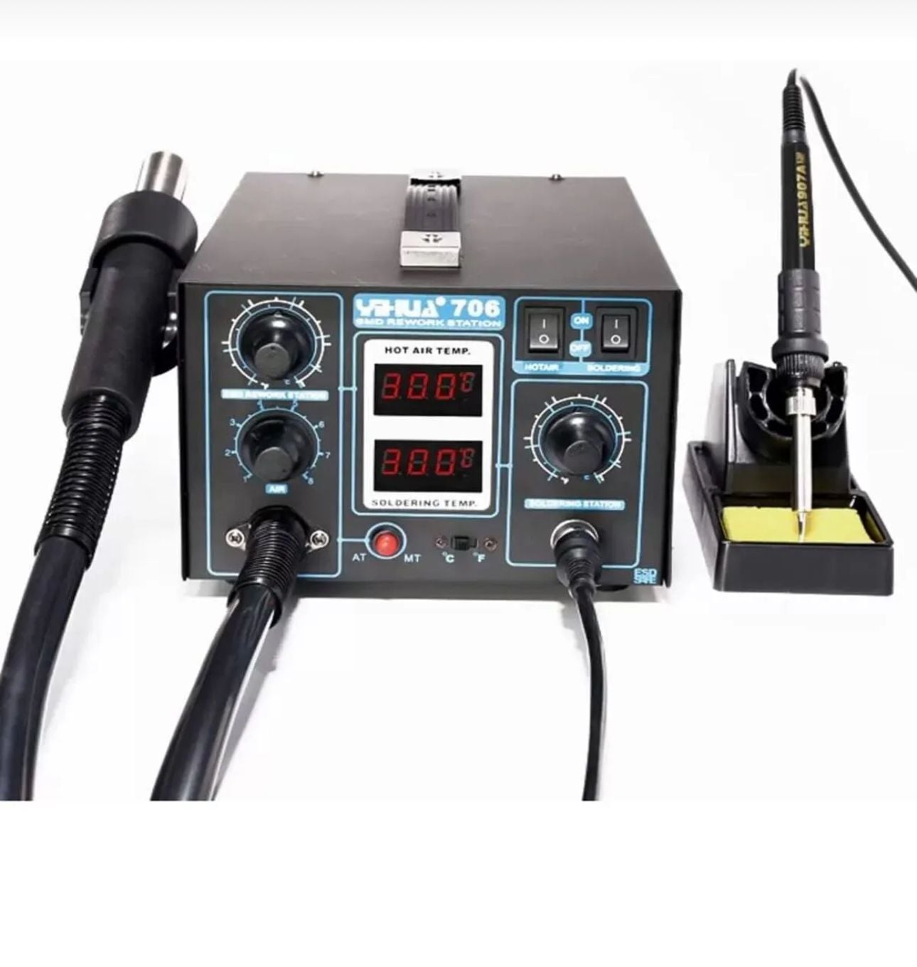 Yihua 706 Dijital Ekranlı Isı Ayarlı Sıcak Hava ve Lehimleme İstasyonu – Profesyonel Rework Havya Makinesi