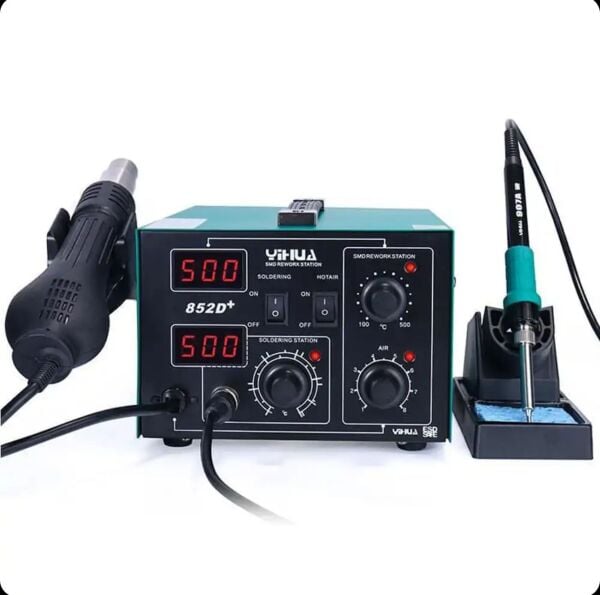 Yihua 852D+ Isı Ayarlı Sıcak Hava ve Lehimleme İstasyonu – Profesyonel Rework Havya Makinesi
