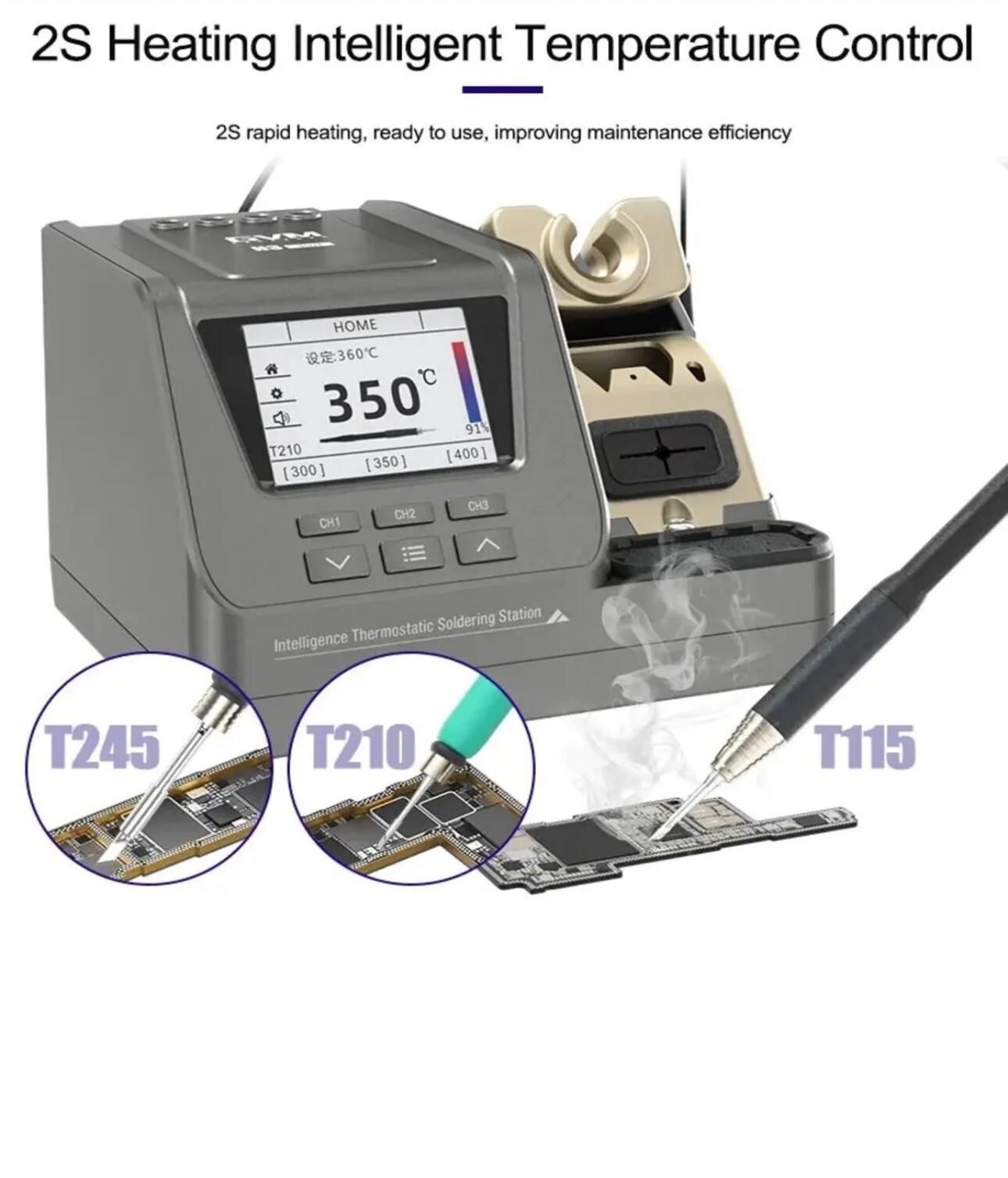 GVM H3 T115 T210 T245 Kalem Havya – Profesyonel Mikro Lehimleme ve SMD PCB Uyumlu Havya Kolu