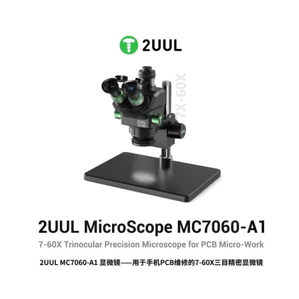 2UUL MC7060-A1 Teknik Servis Mikroskobu – Telefon Tamir ve Mikro Lehimleme İçin Stereo Mikroskop