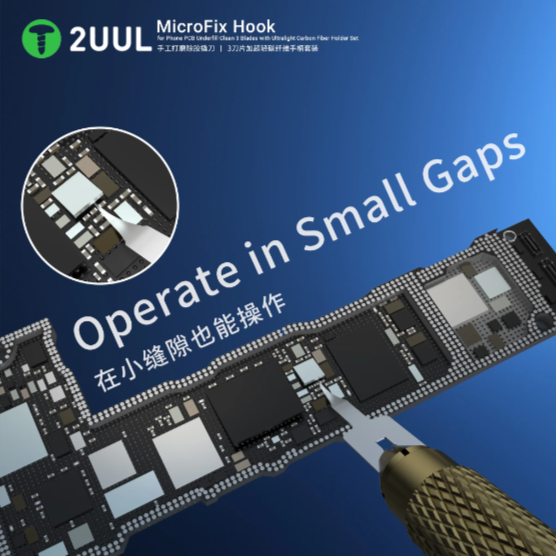 2UUL MICROFIX HOOK – PCB UNDERFILL TEMİZLEME 3’lü BIÇAK SETİ (Karbon Fiber Sap)