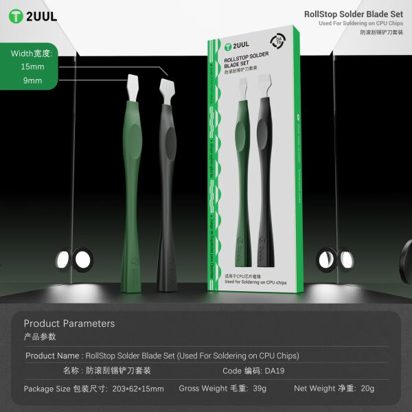 2UUL RollStop Solder Blade Set – CPU Çip Lehimleme, Lehim Temizleme ve PCB Kazıma Aparatı