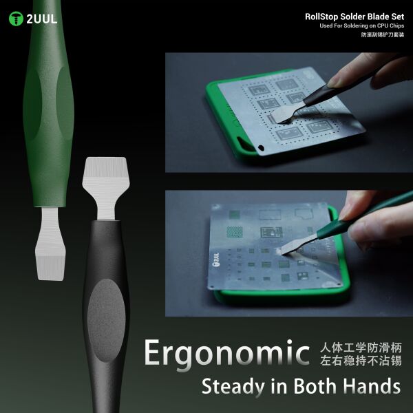 2UUL RollStop Solder Blade Set – CPU Çip Lehimleme, Lehim Temizleme ve PCB Kazıma Aparatı
