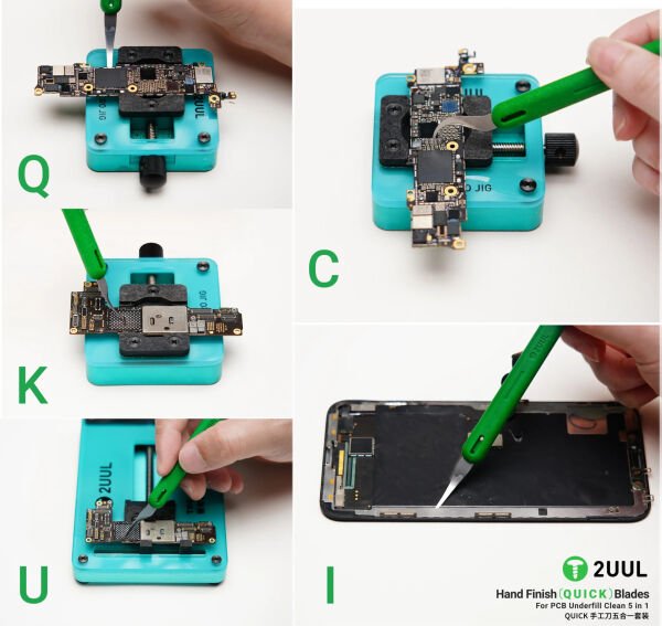 2UUL Hand Finish Quick Blades 5’li PCB Underfill Temizleme Bıçak Seti – Profesyonel Anakart Kazıma Aparatı
