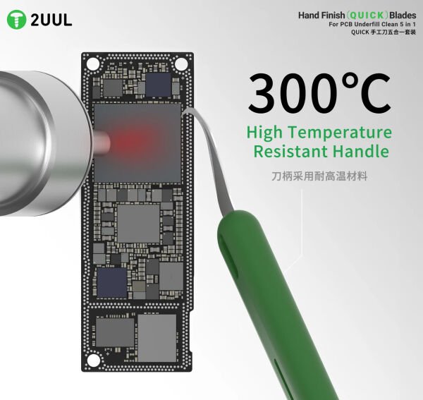 2UUL Hand Finish Quick Blades 5’li PCB Underfill Temizleme Bıçak Seti – Profesyonel Anakart Kazıma Aparatı