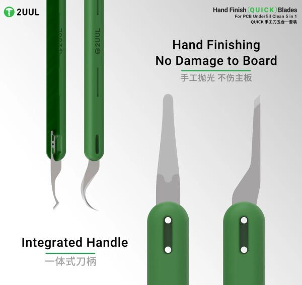 2UUL Hand Finish Quick Blades 5’li PCB Underfill Temizleme Bıçak Seti – Profesyonel Anakart Kazıma Aparatı
