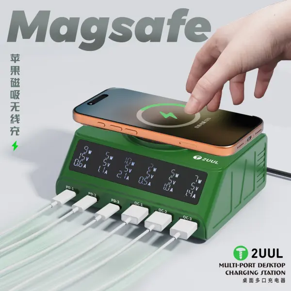 2uul Pc11 110W Çoklu Port Masaüstü Şarj İstasyonu – Kablosuz Şarjlı Masaüstü İstasyon
