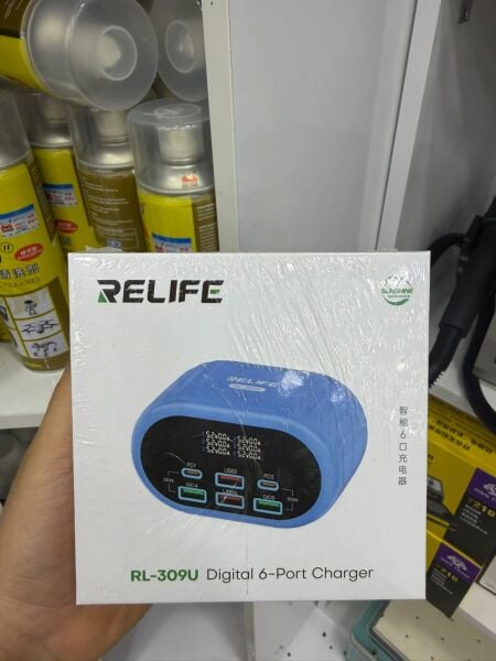 Relife RL-309U 6 Port Hızlı Şarj Cihazı Dijital Ekranlı PD QC Destekli Çoklu Şarj Adaptörü