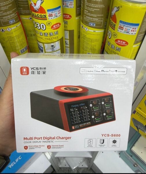 YCS S600 Çoklu USB Type-C PD QC Hızlı Şarj İstasyonu Dijital Ekranlı