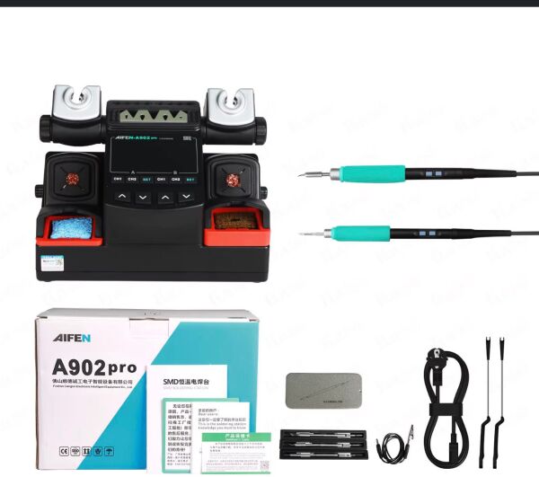 Aifen A902 Pro Çift Çıkışlı Dijital Havya İstasyonu Teknik Servis Lehimleme Seti