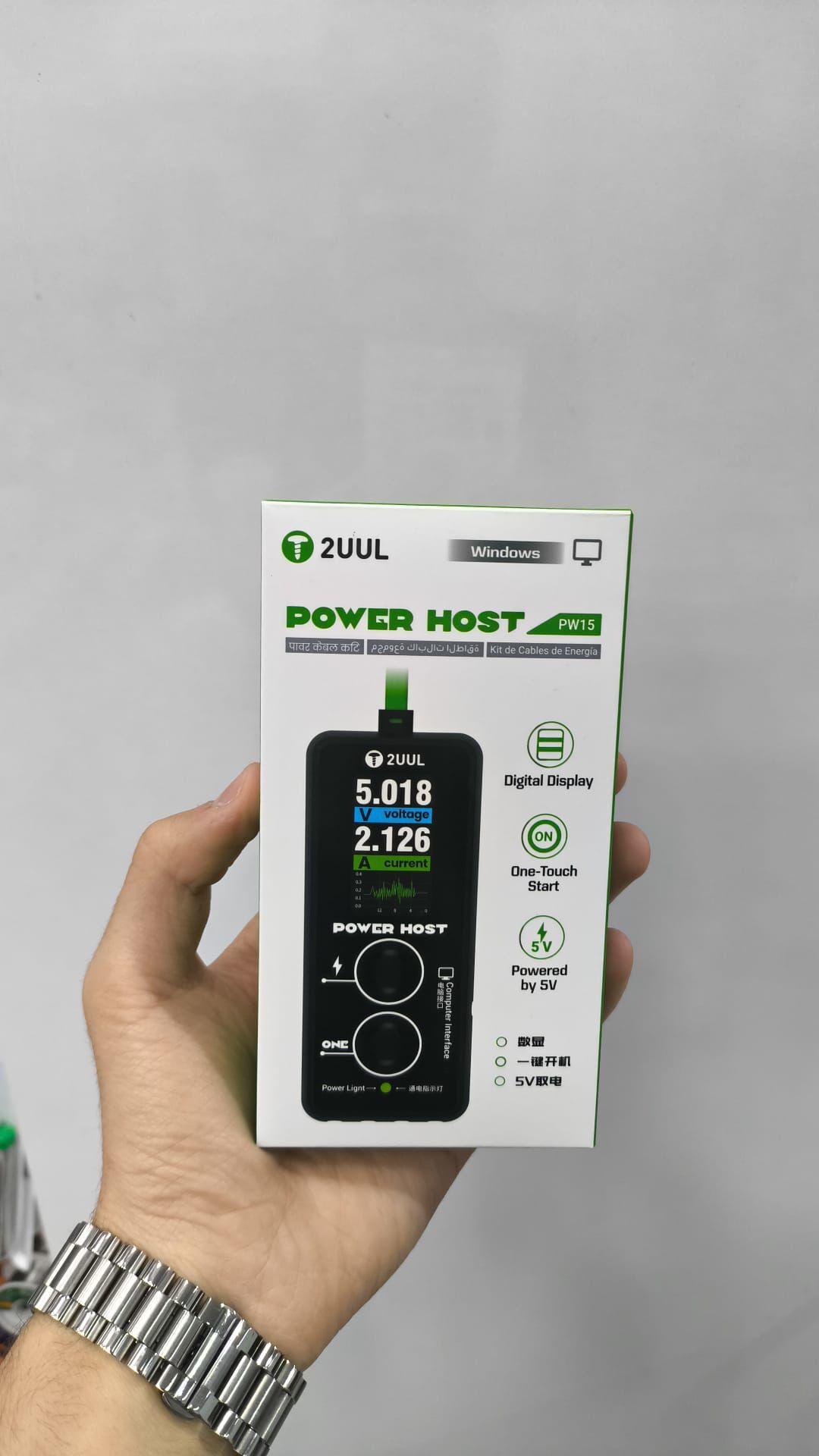 2UUL PW15 Power Host Telefon Açma Güç Kablosu Dijital Ekranlı Teknik Servis Test Cihazı