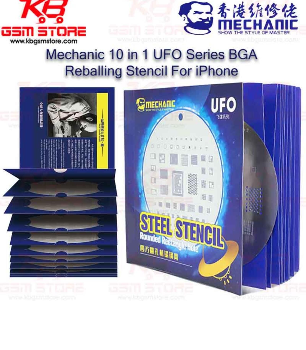 Mechanic UFO Full iPhone Entegre Kalıpları – Profesyonel BGA Reballing Stencil Seti